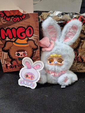 MIGO Fairy Tales Series - Time Rabbit Plush Gray & Pink
